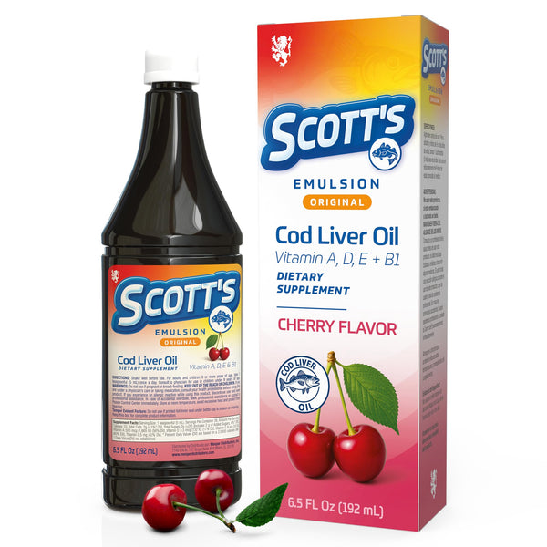 SCOTT'S EMULSION - Cherry Cod Liver Oil | 6.5 Fl Oz | 1-Pack