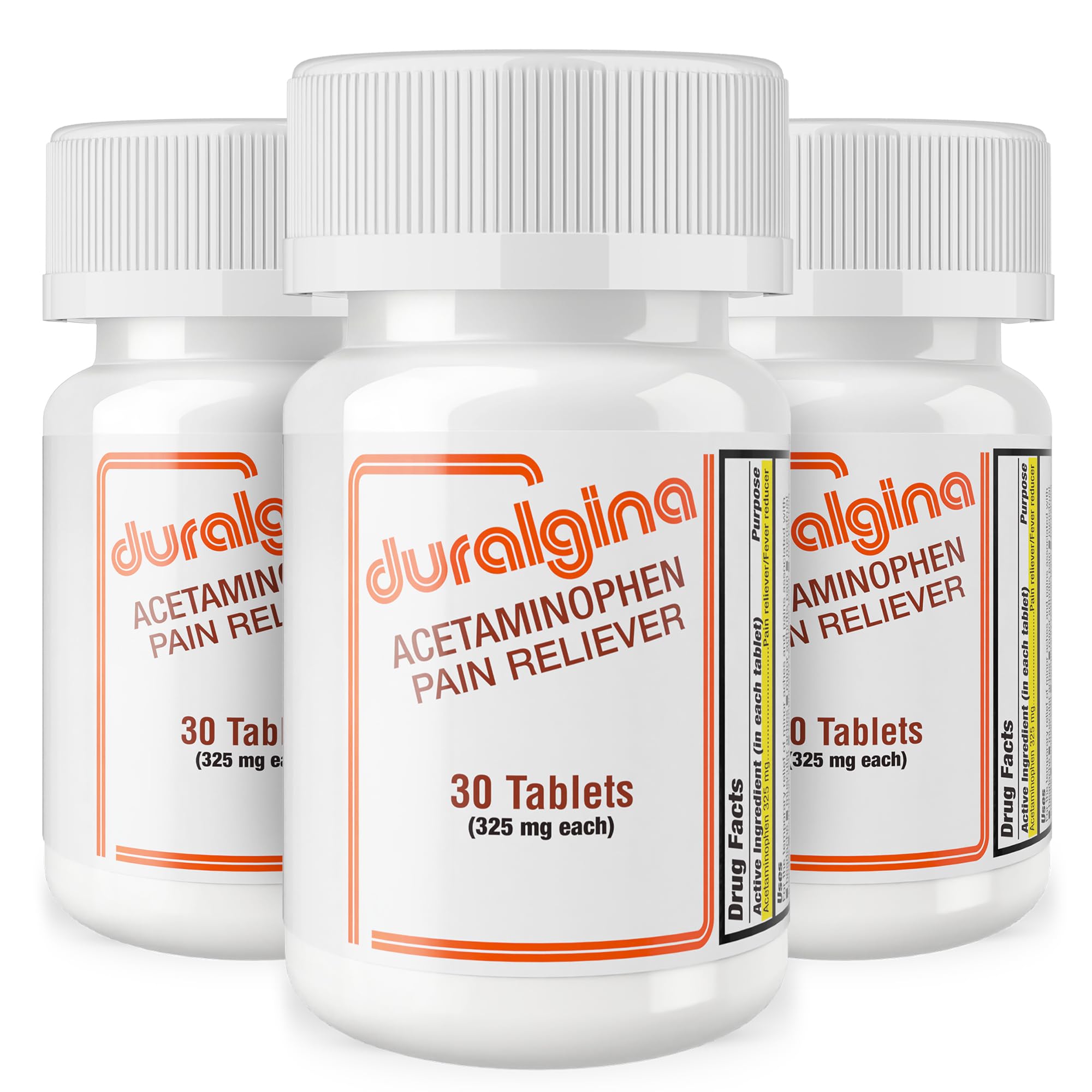 DURALGINA Acetaminophen Tablets | 30 Count | 3-Pack
