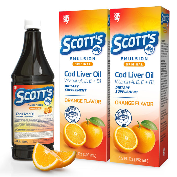 SCOTT'S EMULSION - Orange Cod Liver Oil | 6.5 Fl Oz | 2-Pack