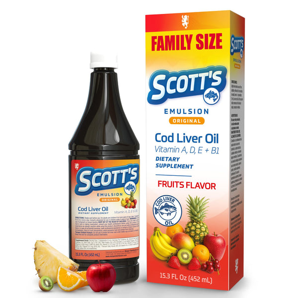 SCOTT'S EMULSION - Fruit Flavor Cod Liver Oil | 15.3 Fl Oz | 1-Pack