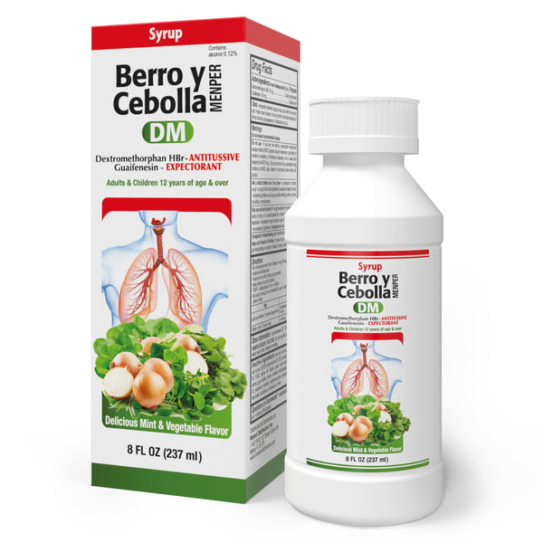 JARABE BERRO Y CEBOLLA DM - Dextromethorphan & Guaifenesin Syrup | 8 Fl Oz