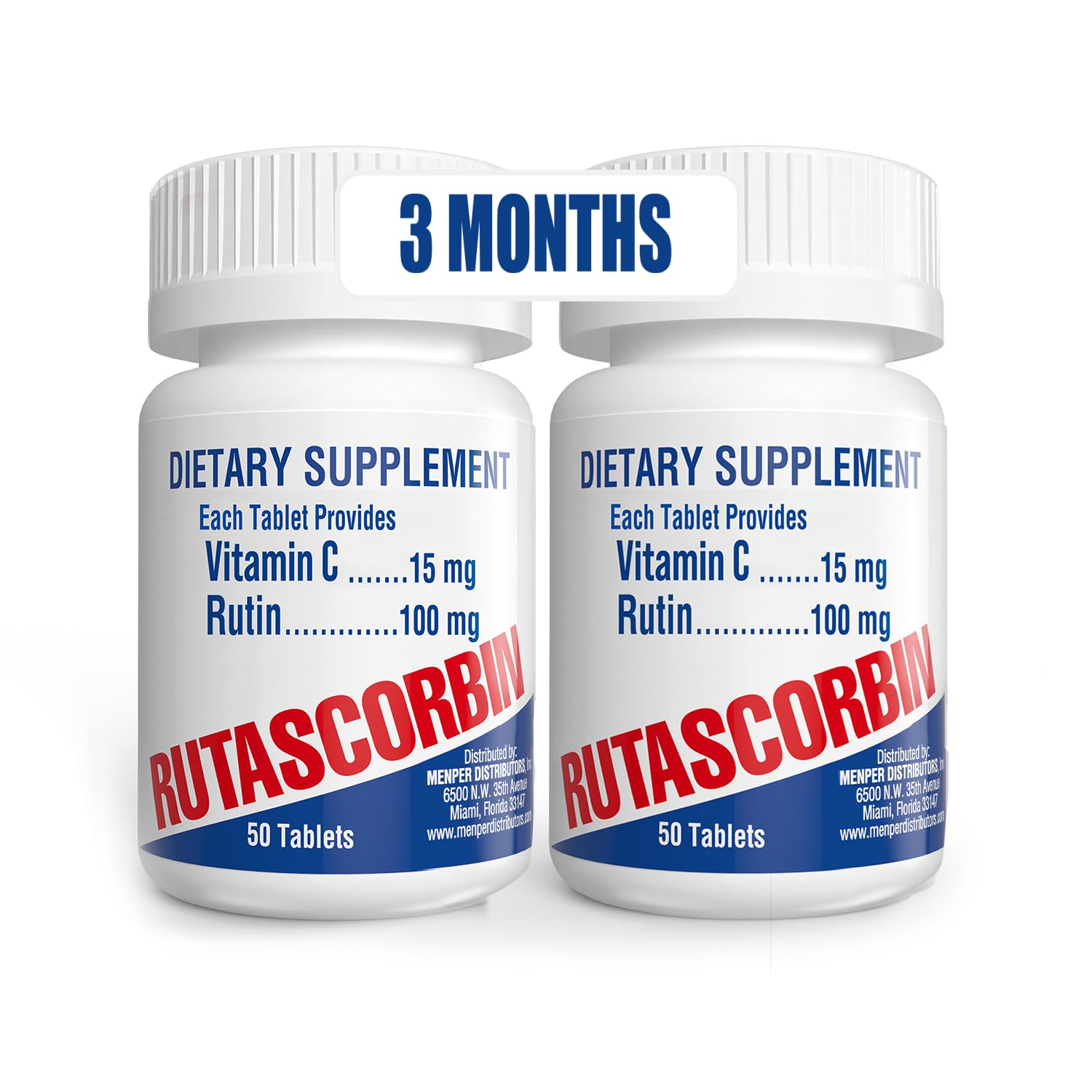RUTASCORBIN - Rutin and Vitamin C Tablets | 50 Count | 2-Pack