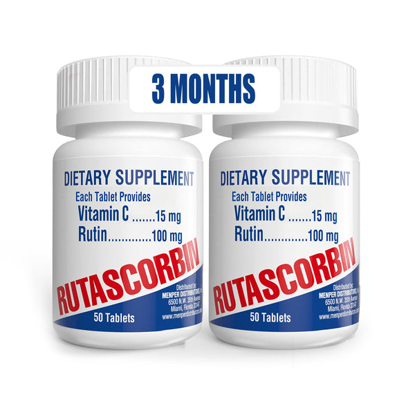 RUTASCORBIN - Rutin 100 mg & Vitamin C 15 mg Tablets | 50 per Bottle | 2-Pack