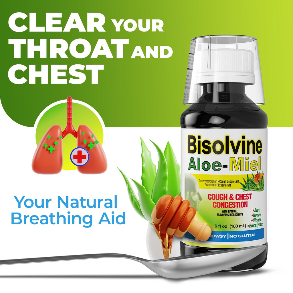 BISOLVINE ALOE-MIEL - Cough Syrup | 6 Fl Oz | 1-Pack