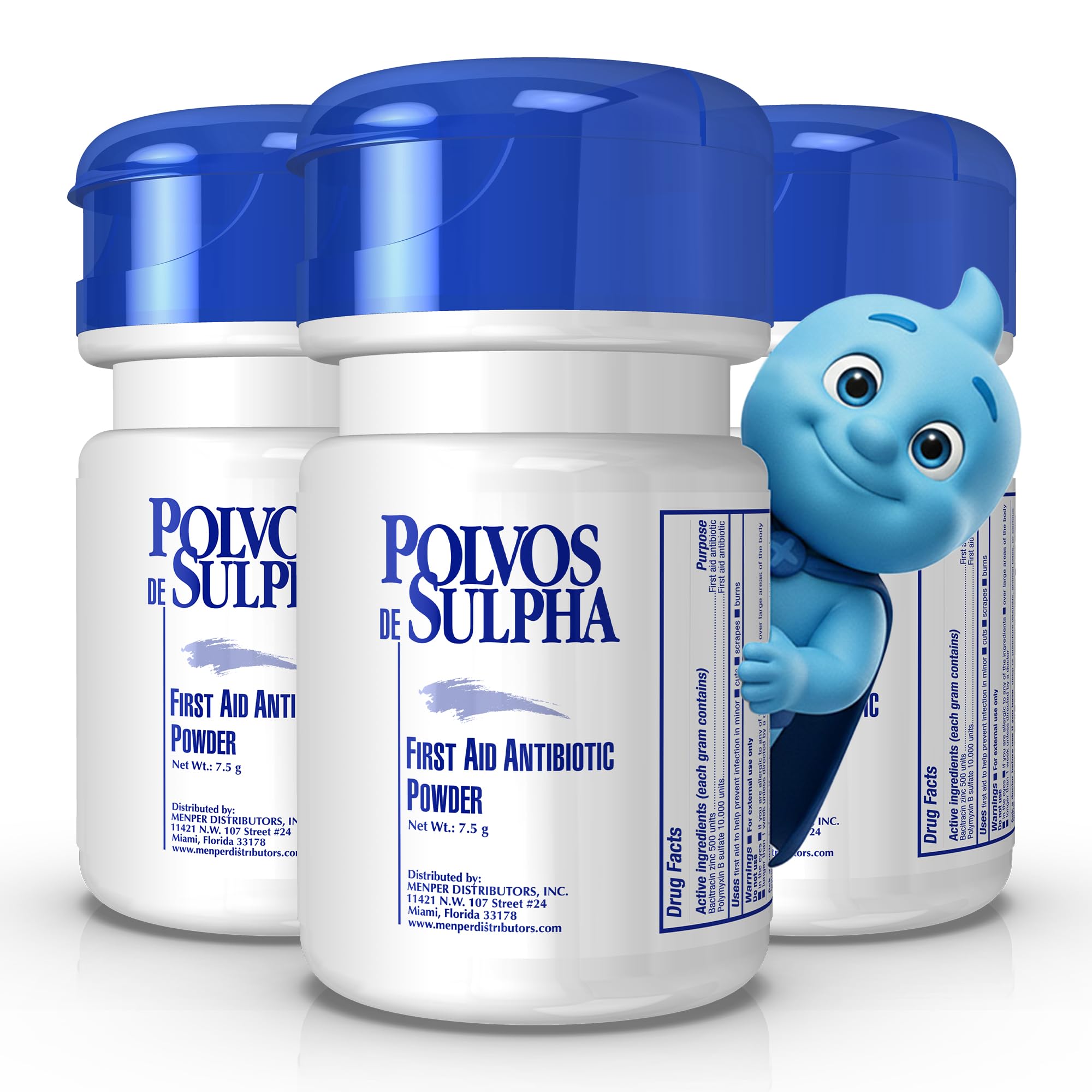 POLVOS DE SULPHA - Antibiotic Powder |  7.5 Gr | 3-Pack