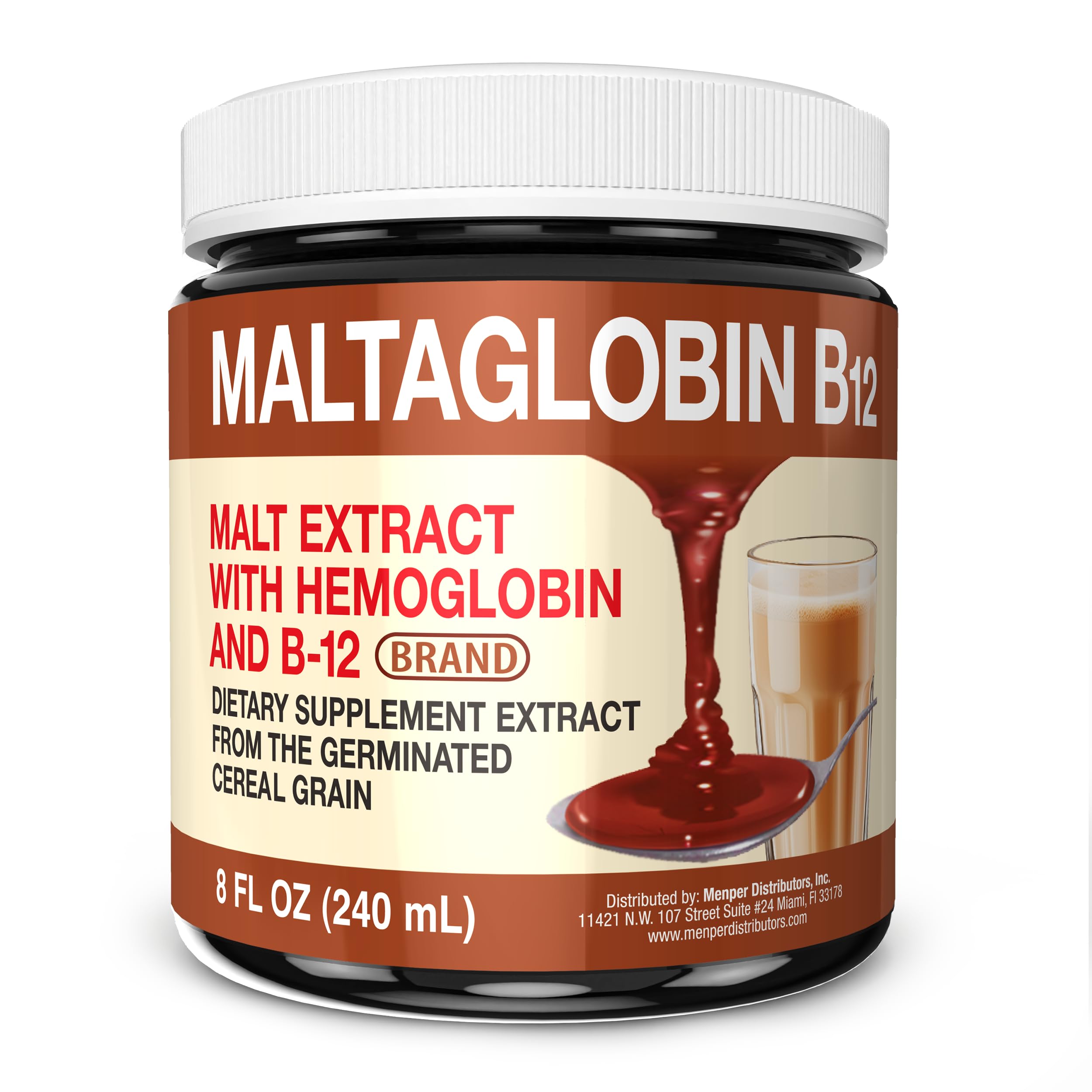 Maltaglobin Vitamin B12 Dietary Supplement, Hemoglobin Support, B12 Vitamins for Energy, 8 fl oz, 1-Pack