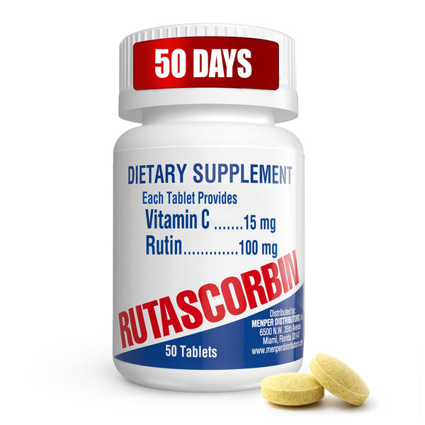 RUTASCORBIN - Rutin 100 mg & Vitamin C 15 mg Tablets | 50 Count