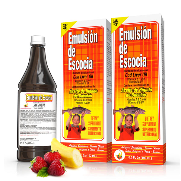 EMULSION DE ESCOCIA - Strawberry-Banana Cod Liver Oil | 6.5 Fl Oz