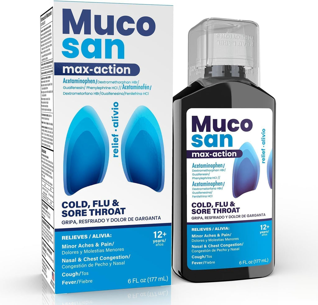 MUCOSAN - Max-Action Cold and Flu Medicine | 6 Fl Oz | 1-Pack