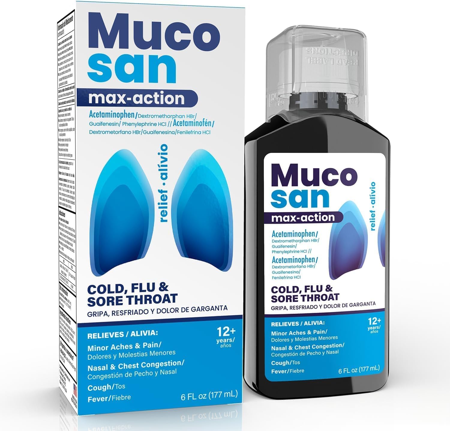 MUCOSAN - Max-Action Cold and Flu Medicine | 6 Fl Oz | 1-Pack