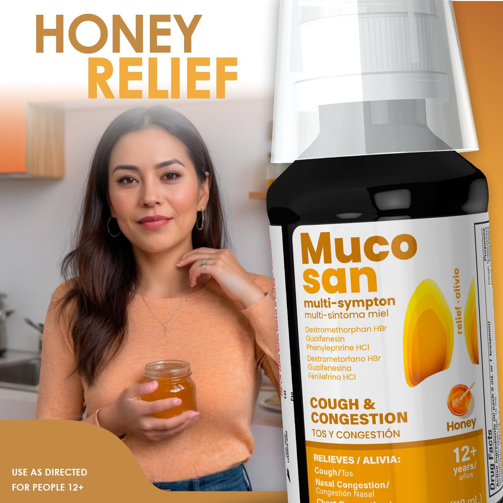 MUCOSAN - Honey Flavor Cough & Congestion Medicine | 4 Fl Oz | 1-Pack