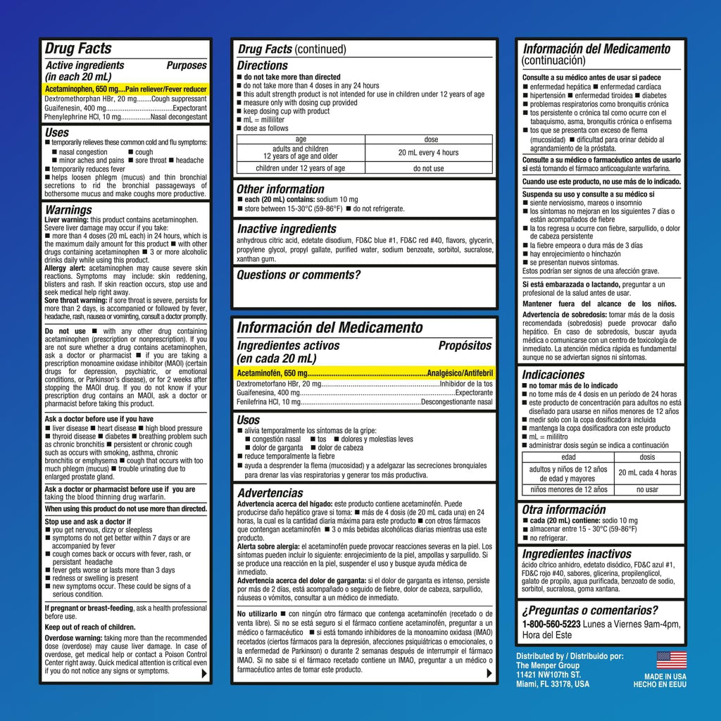 MUCOSAN - Max-Action Cold and Flu Medicine | 6 Fl Oz | 1-Pack