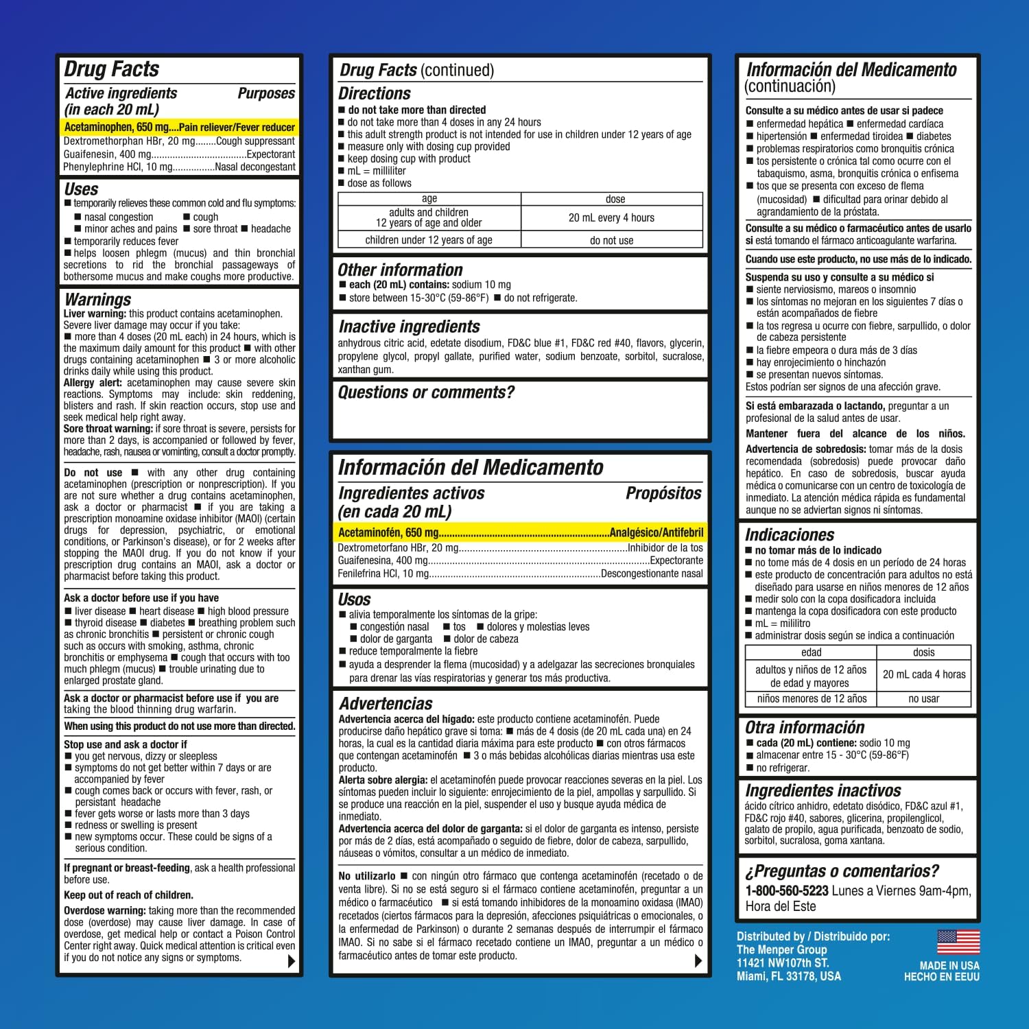 MUCOSAN - Max-Action Cold and Flu Medicine | 6 Fl Oz | 1-Pack