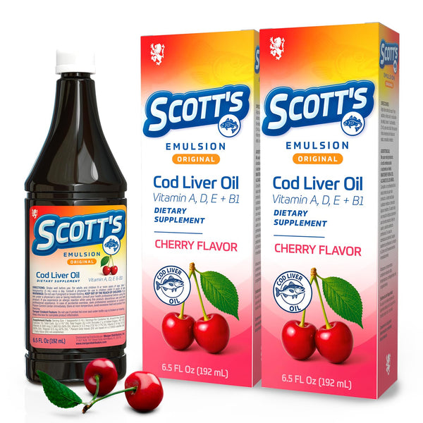 SCOTT'S EMULSION - Cherry Cod Liver Oil | 6.5 Fl Oz | 2-Pack