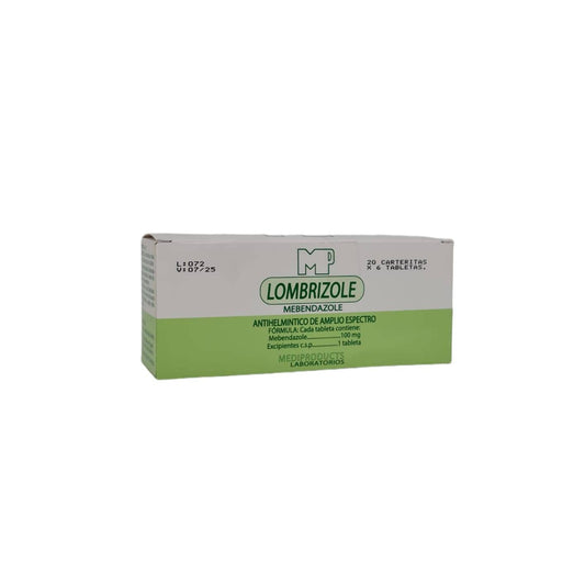 LOMBRIZOLE ADULTO (MEBENDAZOLE), BLISTER DE 6 TABLETAS