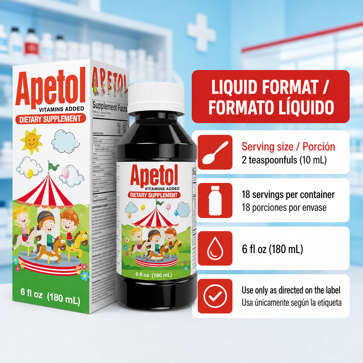 Porción y formato líquido de Apetol