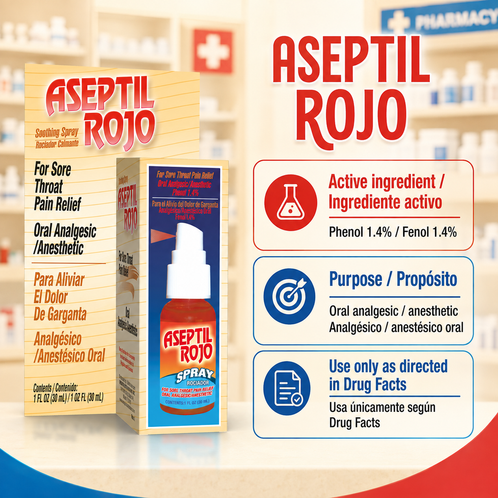 Ingrediente activo y propósito de Aseptil Rojo