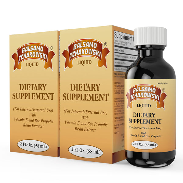 BALSAMO TCHAKOWSKI - Liquid Bee Propolis with Vitamin E | 2 Fl Oz | 1, 2 or 3 Bottles