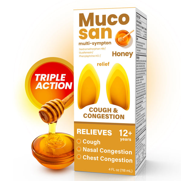 MUCOSAN - Honey-Flavor Cough & Congestion Medicine | 4 Fl Oz | 1-Pack