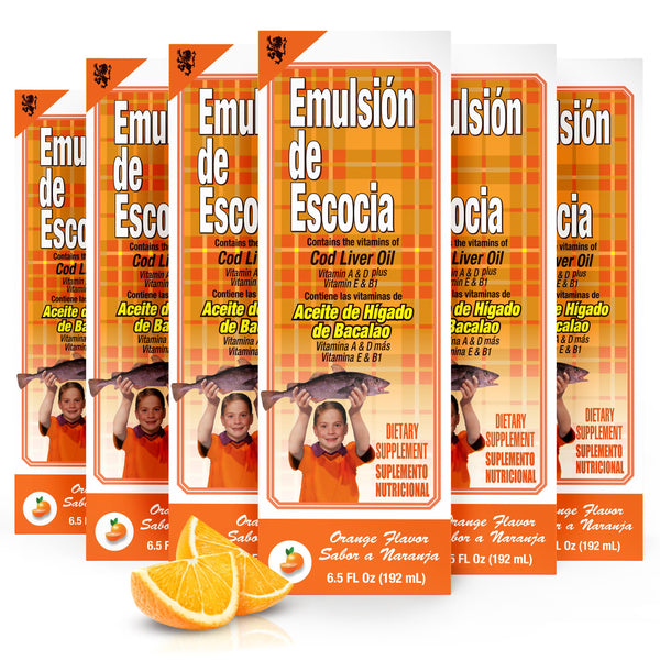 EMULSION DE ESCOCIA - Orange Cod Liver Oil | 6.5 Fl Oz | 6-Pack