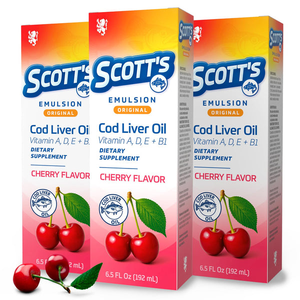 SCOTT'S EMULSION - Cherry Cod Liver Oil | 6.5 Fl Oz | 3-Pack