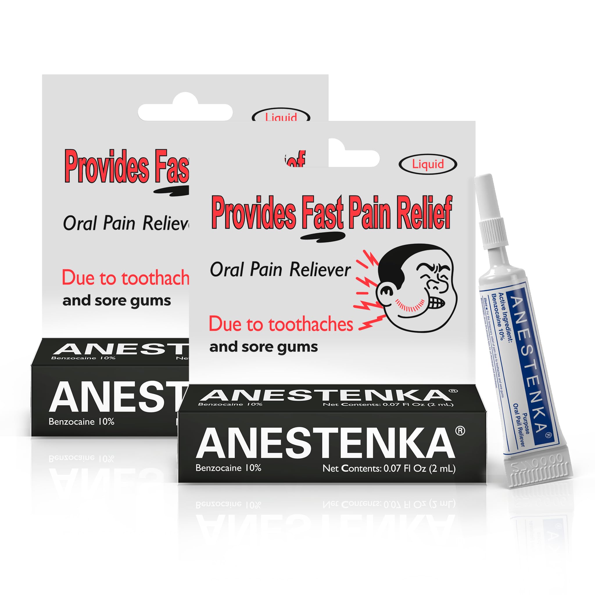 ANESTENKA Tooth Pain Relief Solution with Benzocaine for All Ages; Numbing Cream for Toothache, 0.07 Fl Oz