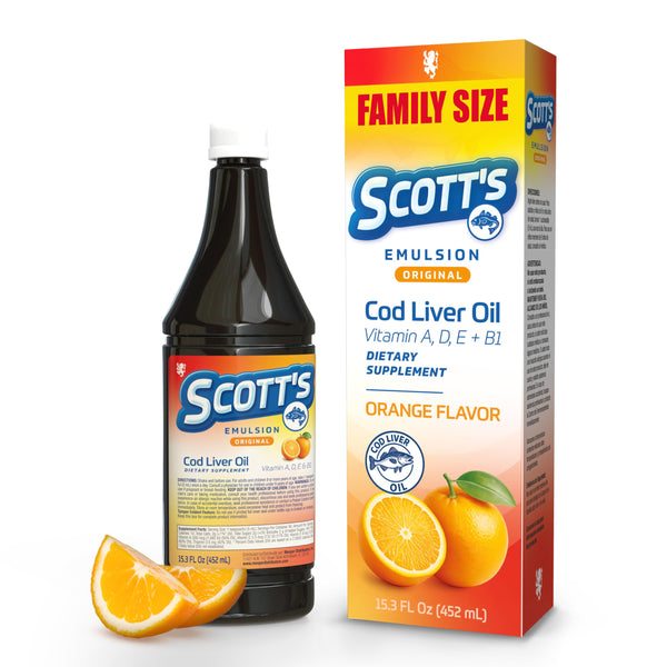 SCOTT'S EMULSION - Orange Cod Liver Oil Liquid | 15.3 Fl Oz