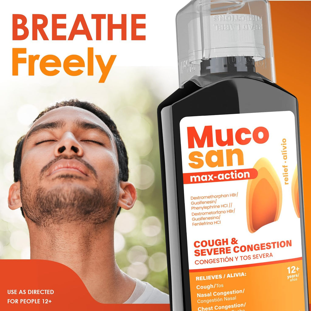 Mucosan Max-Action para tos y congestión, 6 fl oz