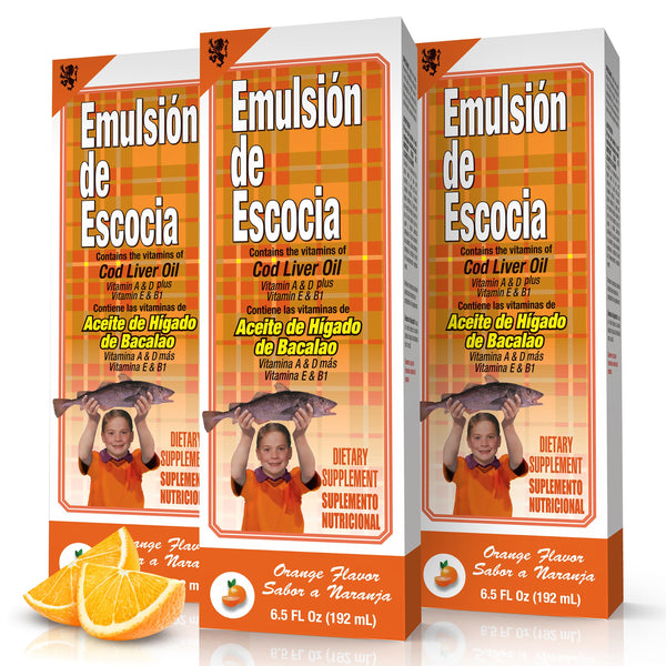 EMULSION DE ESCOCIA - Orange Cod Liver Oil | 6.5 Fl Oz | 3-Pack