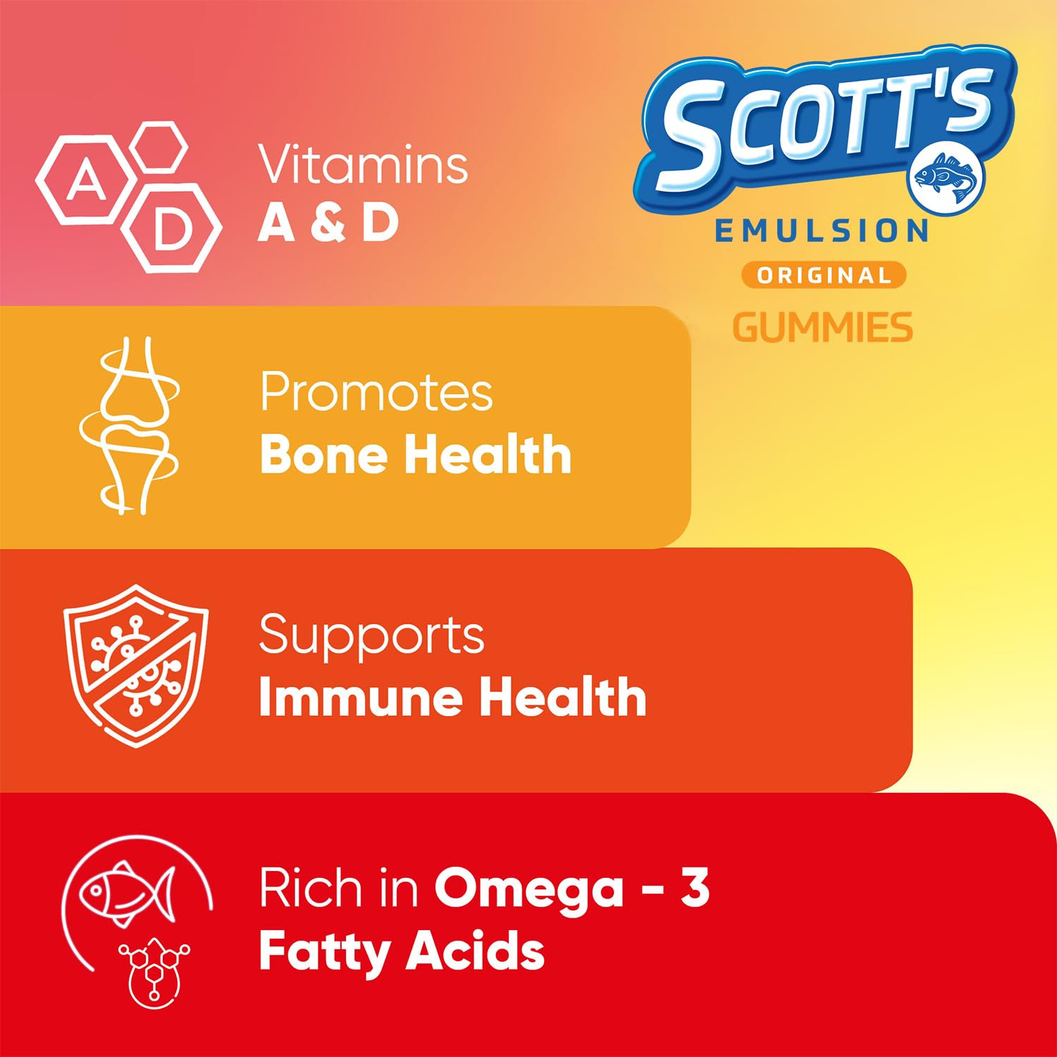 SCOTT'S EMULSION - Omega 3 Gummies | 30 Gummies | 1-Pack