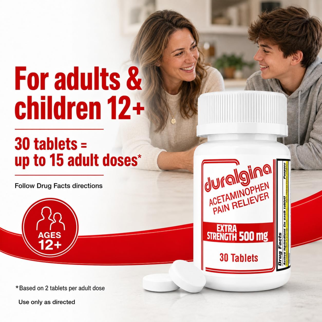 DURALGINA Extra Strength for adults and children ages 12 and over