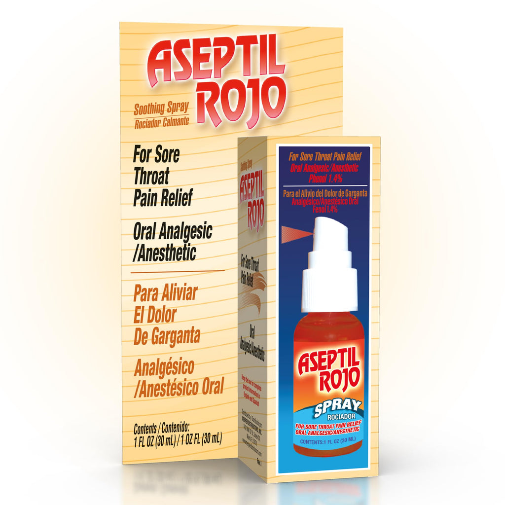 ASEPTIL ROJO - Phenol 1.4% Oral Analgesic/Anesthetic Spray | 1 Fl Oz