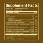 LA DRA. MILLER Supplement Facts: porción de 15 mL, hierro 5 mg y seis vitaminas B